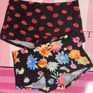 2 PINK Victoria’s Secret boyshort bundle pink Panties pink shortie lips floral